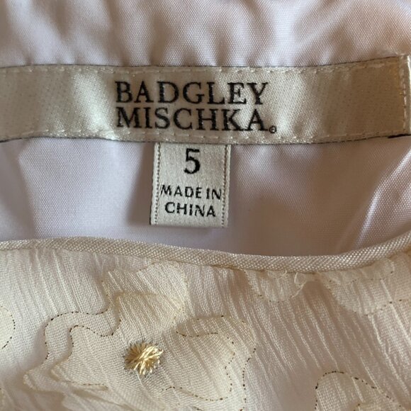 Badgley Mischka Girls Ivory Lace Flower Dress Size 5 Small Shoulder Straps NWT - Picture 6 of 9